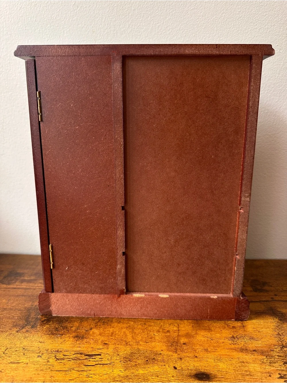 VTG Wooden Jewelry Box Armoire Etched Glass Cabinet Drawers Necklace Carousel